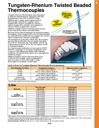Thumbnail of document Data Sheet - T5R-010 Unsheathed Fine Gage Tungsten-Rhenium Microtemp Thermocouples